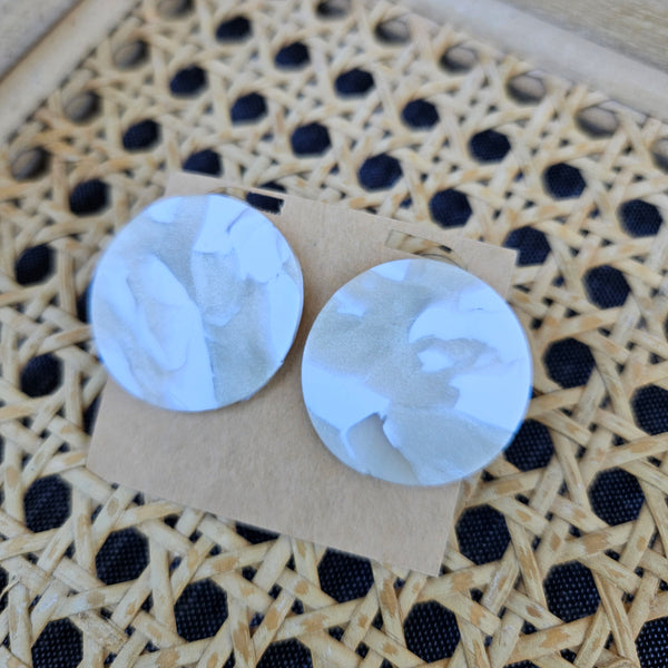 White Marbled Round Studs - 1" (Large)