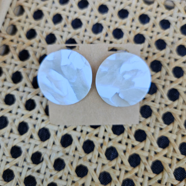 White Marbled Round Studs - 1" (Large)