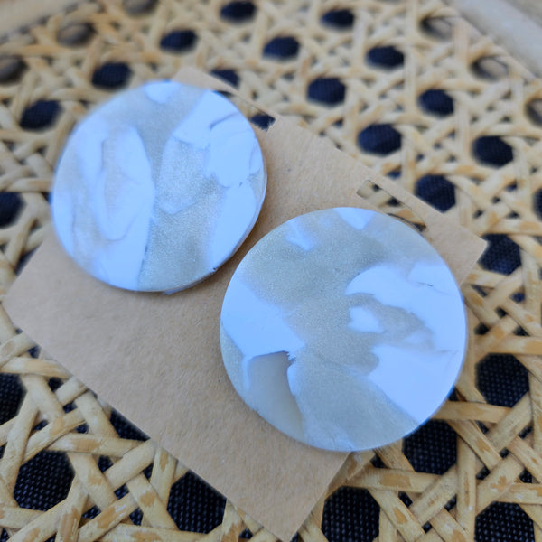 White Marbled Round Studs - 1" (Large)