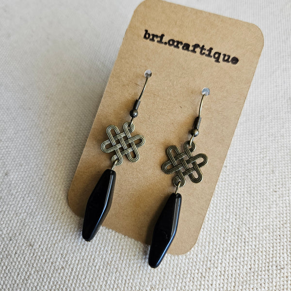 Celtic Knot Black Dangle Earrings