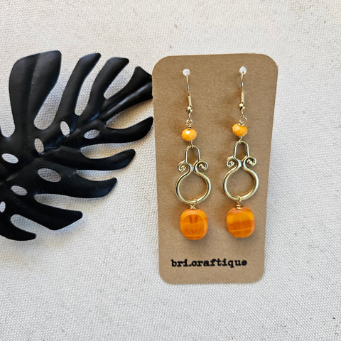 Orange Sunburst Dangle Earrings