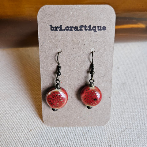 Brick Red Ceramic Drop Earrings