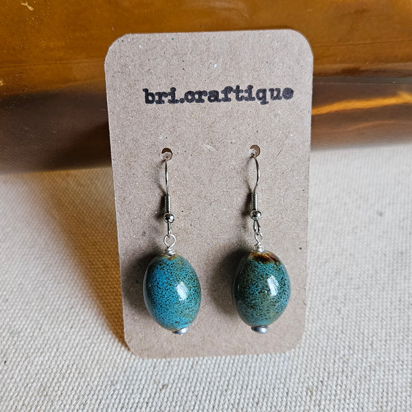Washed Blue Ceramic  Drop Earrings