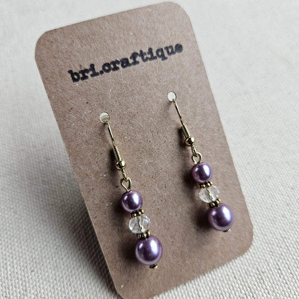 Purple Pearl Drop Earrings