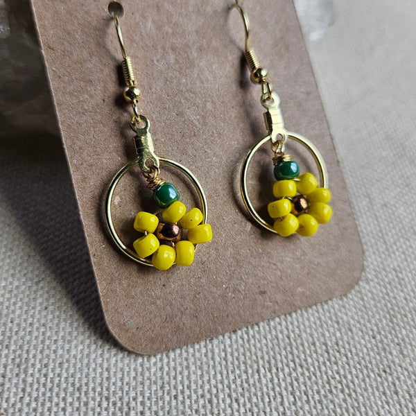 Sunflower Chain Mini Hoops