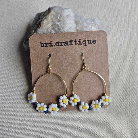 White Daisy Chain Hoops