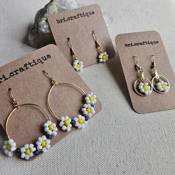 White Daisy Chain Hoops