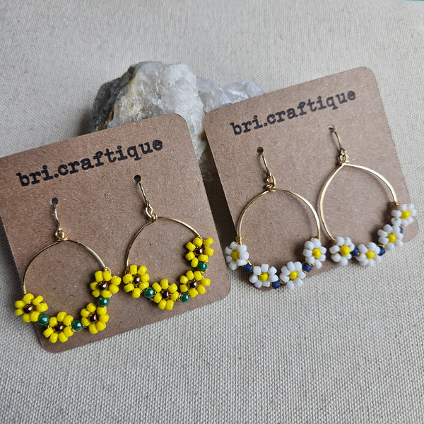 White Daisy Chain Hoops