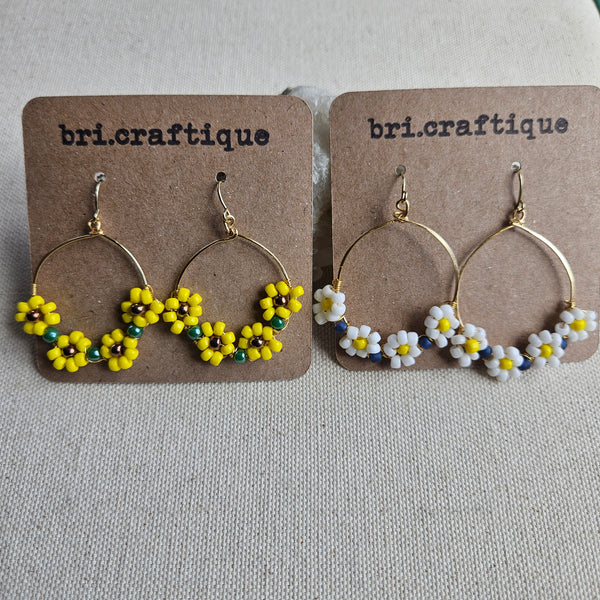 White Daisy Chain Hoops