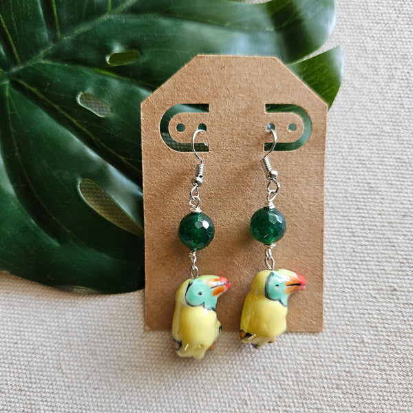 Tropical Jungle Bird Dangle Earrings