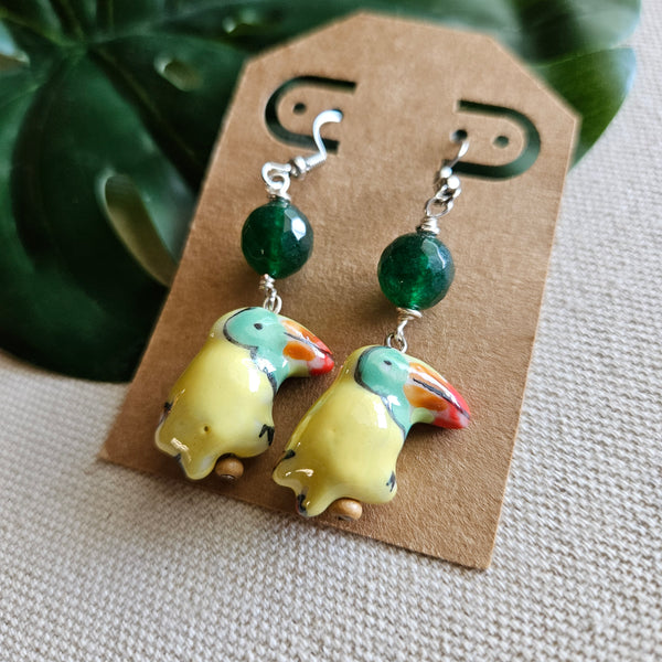 Tropical Jungle Bird Dangle Earrings