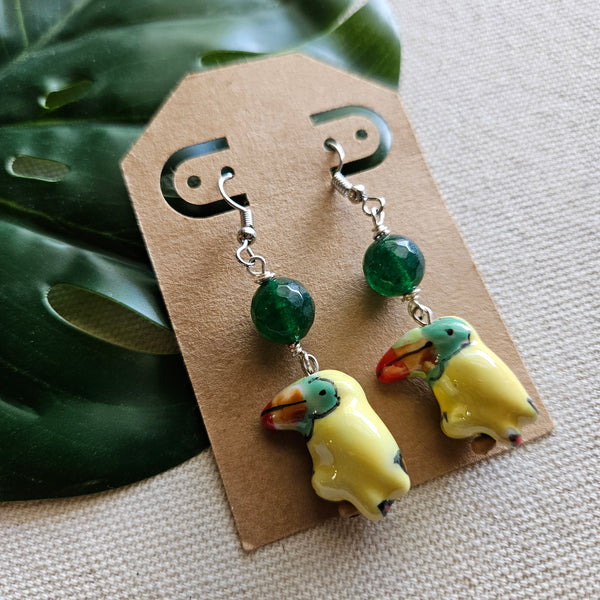 Tropical Jungle Bird Dangle Earrings