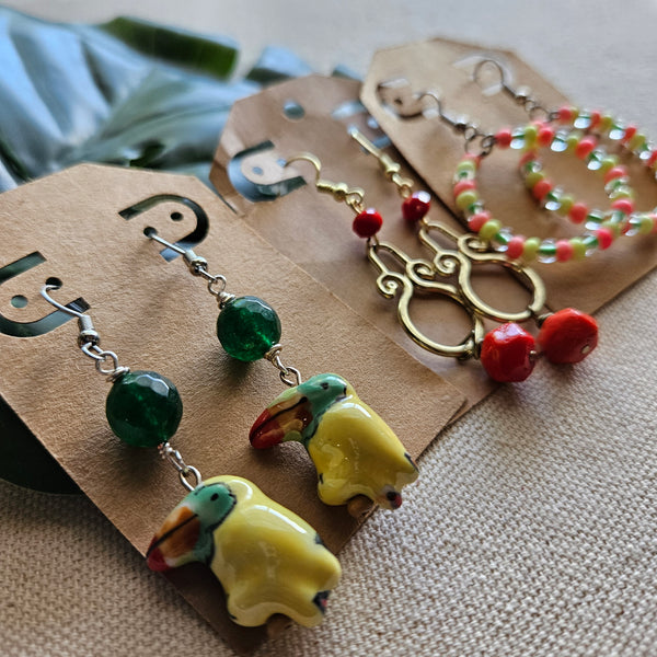 Tropical Red Dangle Earrings