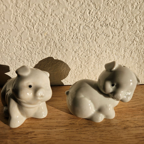 Vintage Porcelain Piggy Salt & Shakers