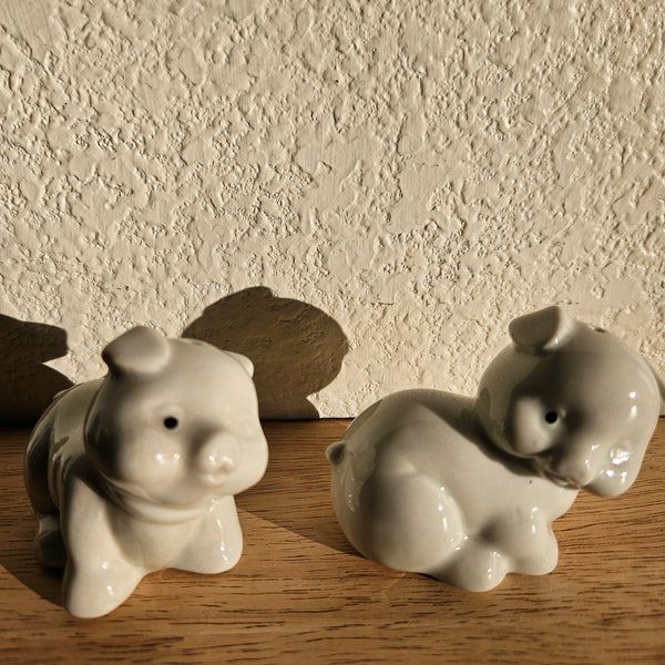 Vintage Porcelain Piggy Salt & Shakers