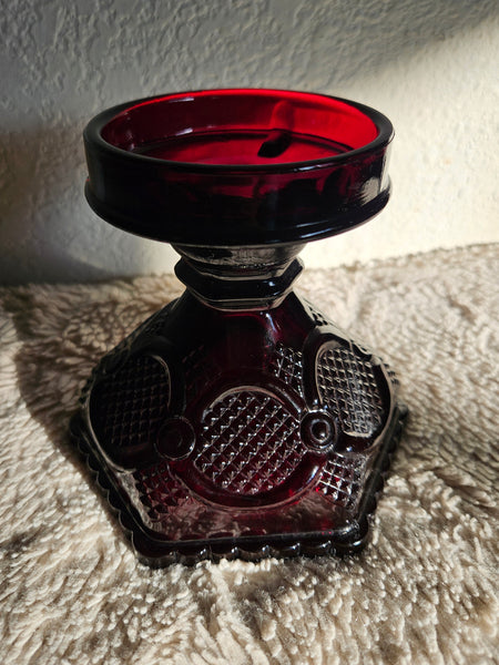 Vintage Avon 1876 "Cape Cod" Ruby Red - Hurricane Candleholder