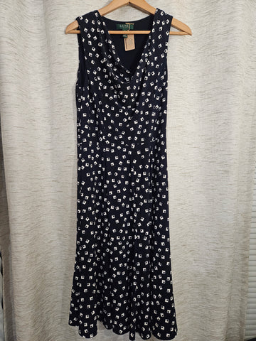 Lauren | Ralph Lauren - Retro Navy + White Abstract Dot Dress
