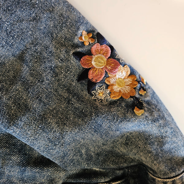 Girl's - Floral Embroidered Jean Jacket