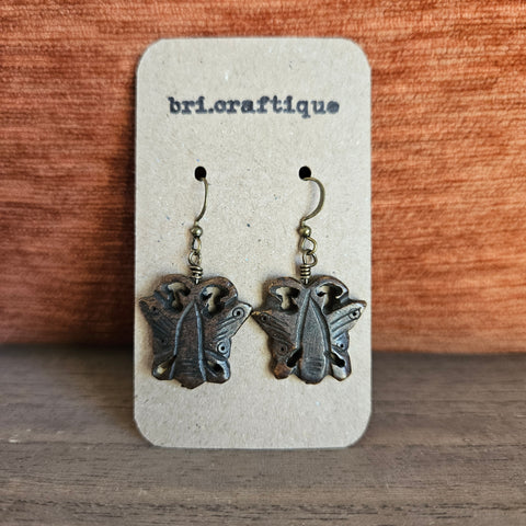 Brown Wooden Butterfly Earrings