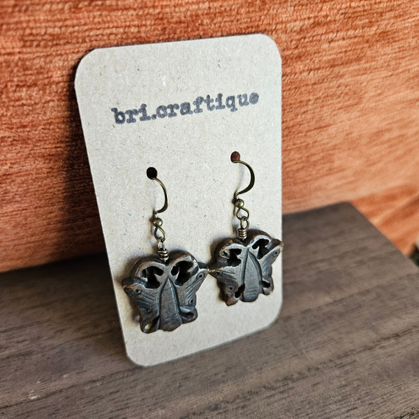 Brown Wooden Butterfly Earrings