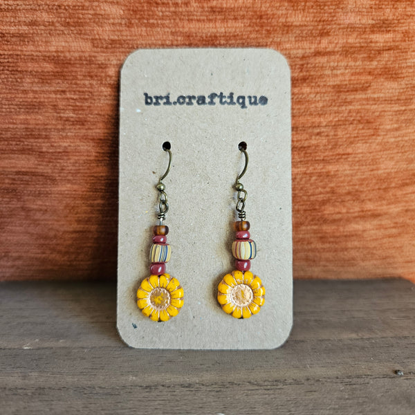 Folksy Sunflower Earrings