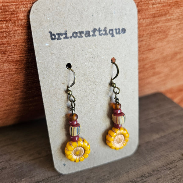 Folksy Sunflower Earrings