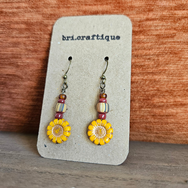 Folksy Sunflower Earrings