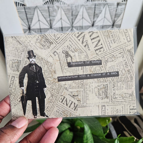 Snarky Victorian | "Forecast for Today: Unproductive with a chance of nap" | Handmade Card/Art