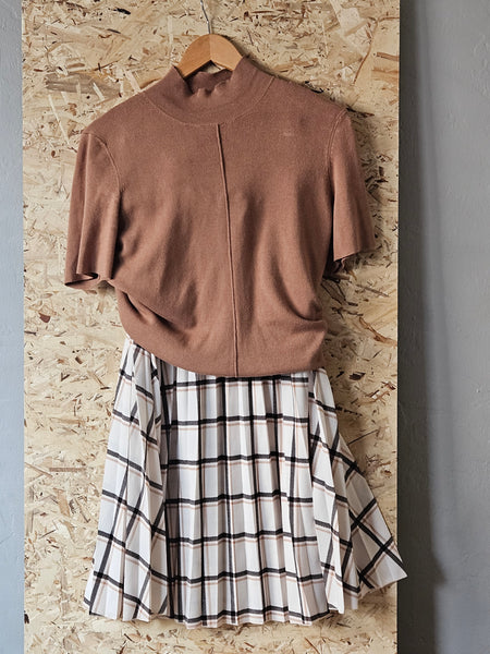 Lark + Grey | Plaid Accordion Pleated Skirt (XL)