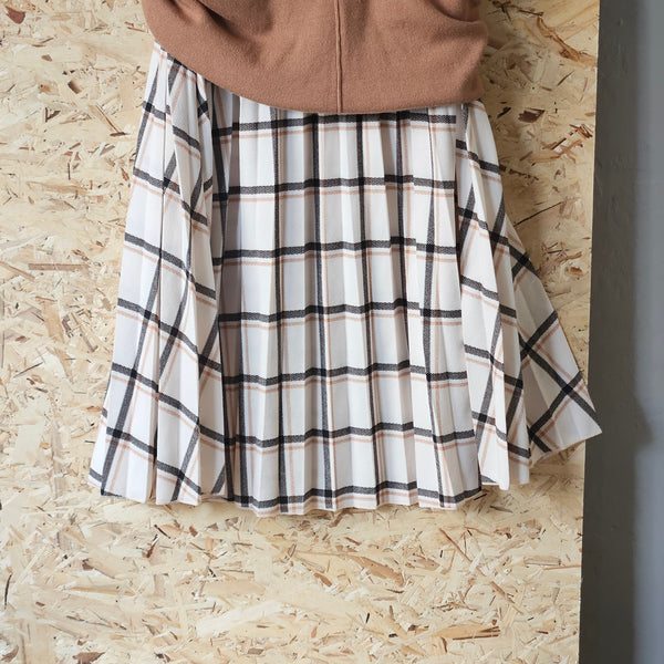 Lark + Grey | Plaid Accordion Pleated Skirt (XL)