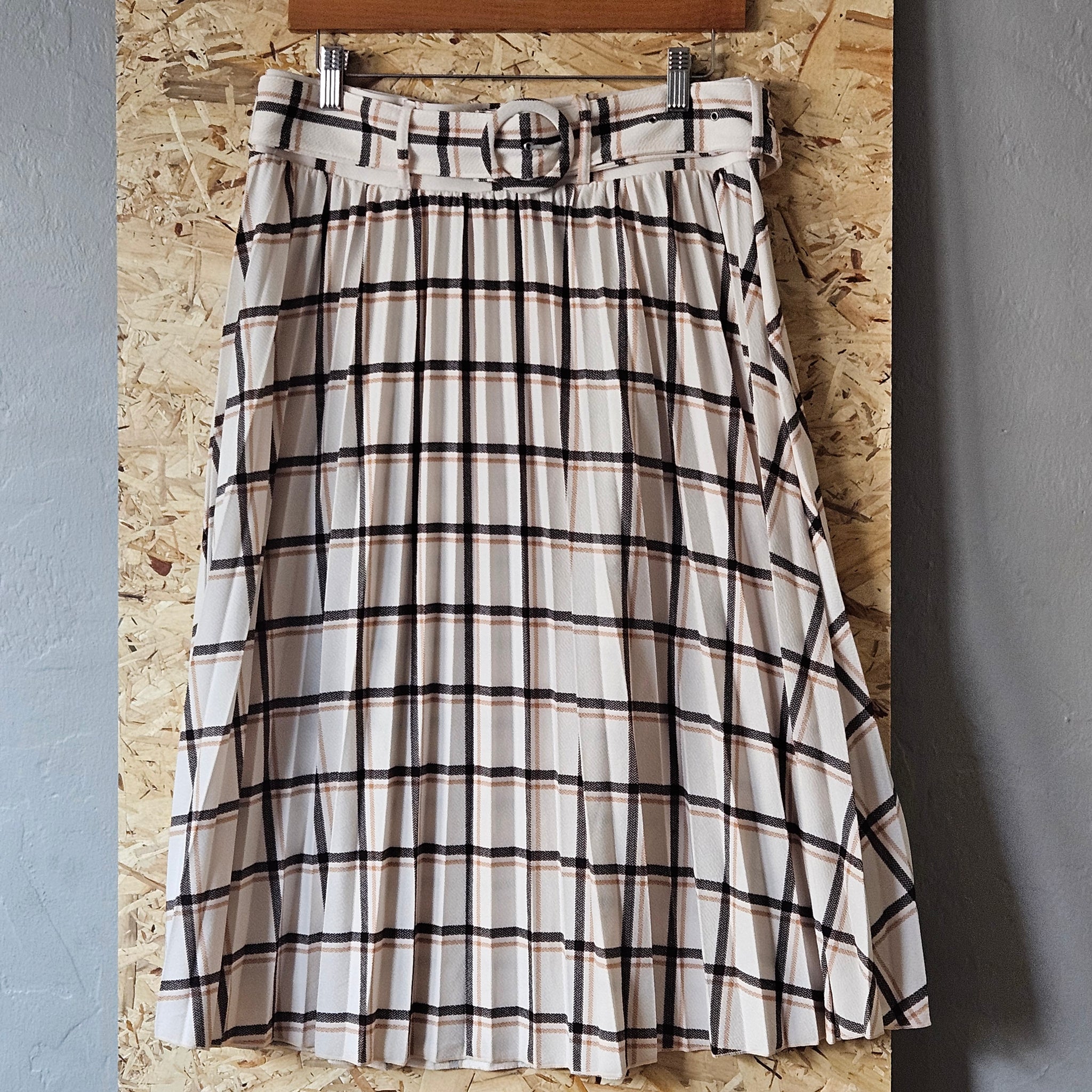Lark + Grey | Plaid Accordion Pleated Skirt (XL)