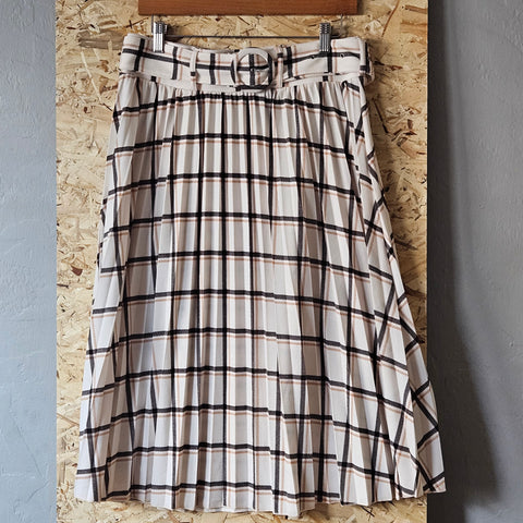 Lark + Grey | Plaid Accordion Pleated Skirt (XL)