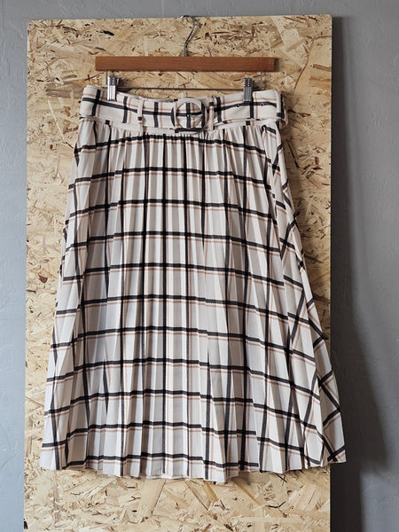 Lark + Grey | Plaid Accordion Pleated Skirt (XL)
