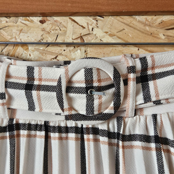 Lark + Grey | Plaid Accordion Pleated Skirt (XL)