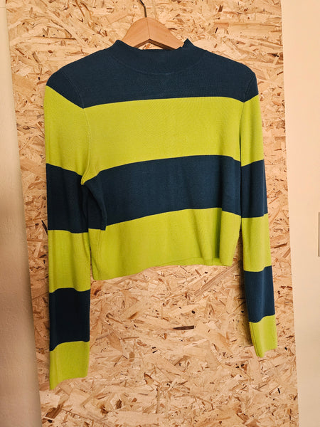 Victor Glemaud x Target | Green and Blue Striped Mock Neck Sweater(S)