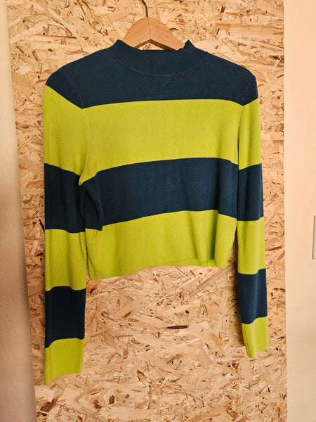 Victor Glemaud x Target | Green and Blue Striped Mock Neck Sweater(S)
