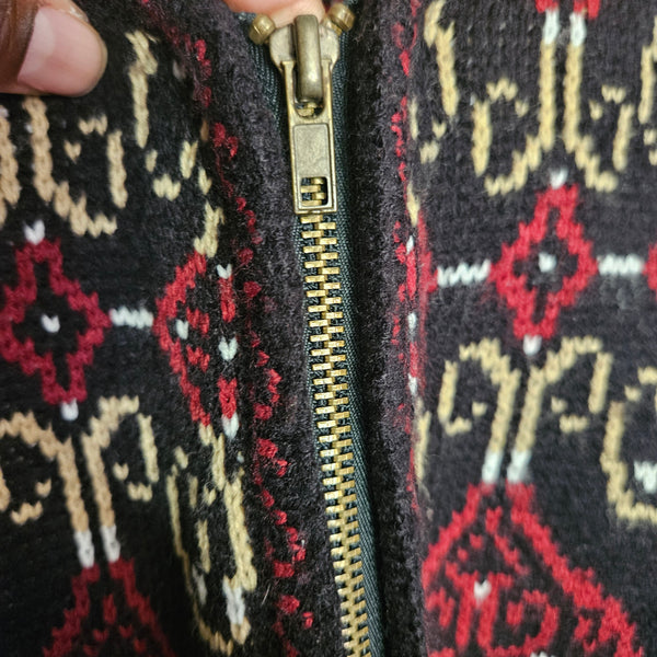 Vintage - Princess Cruises | Black and Pink Hearts Zip Up Sweater (S)