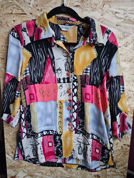 Ornella G | 80's Busy Graphic Button Up Blouse