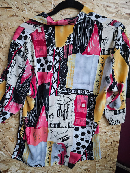 Ornella G | 80's Busy Graphic Button Up Blouse