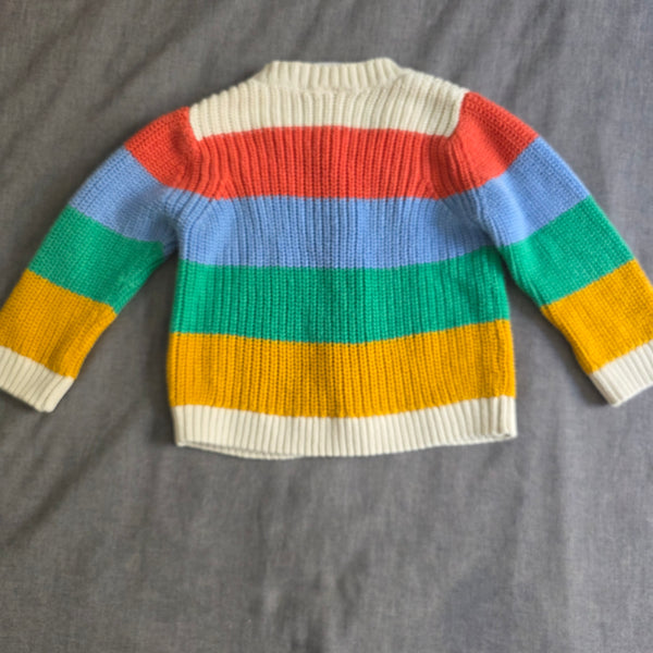 Girl's Rainbow Striped Knit Sweater | Nanna Anderson (18-24 mos)