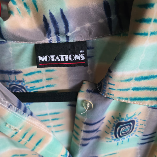 Vintage Notations | Abstract Green/Blue Long Sleeve Button Up
