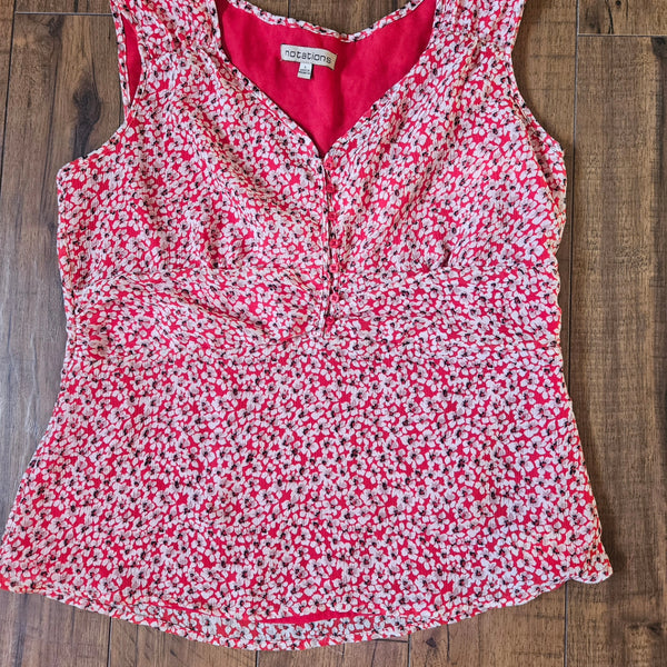 Red Floral Tank Blouse
