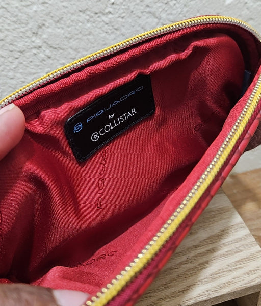 Piquadro for Collistar | Red Leather Snakeskin Coin Purse