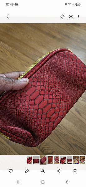Piquadro for Collistar | Red Leather Snakeskin Coin Purse