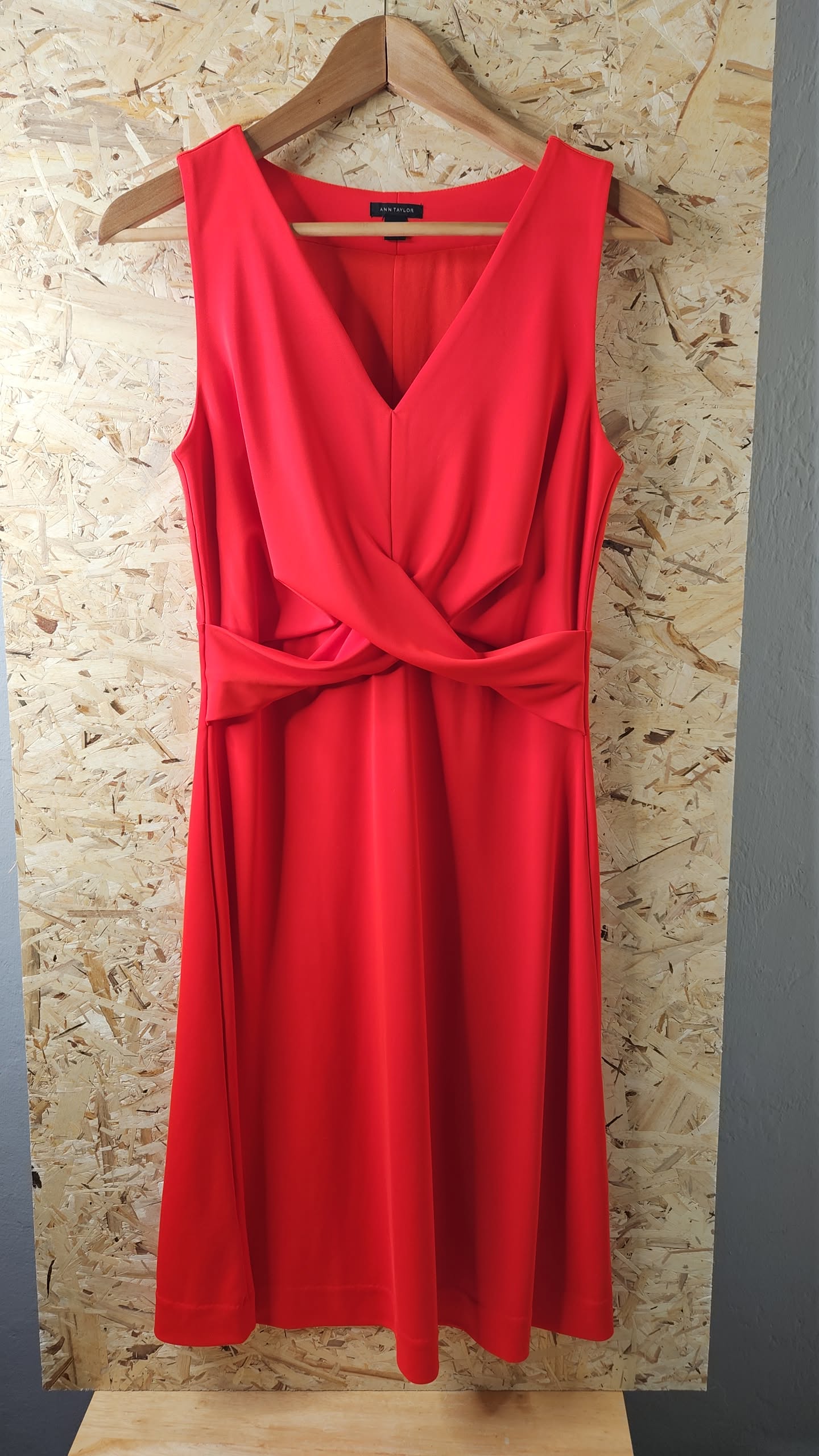 Ann Taylor Twist Matte Jersey Flare Dress Size XS Fiery Red Women's