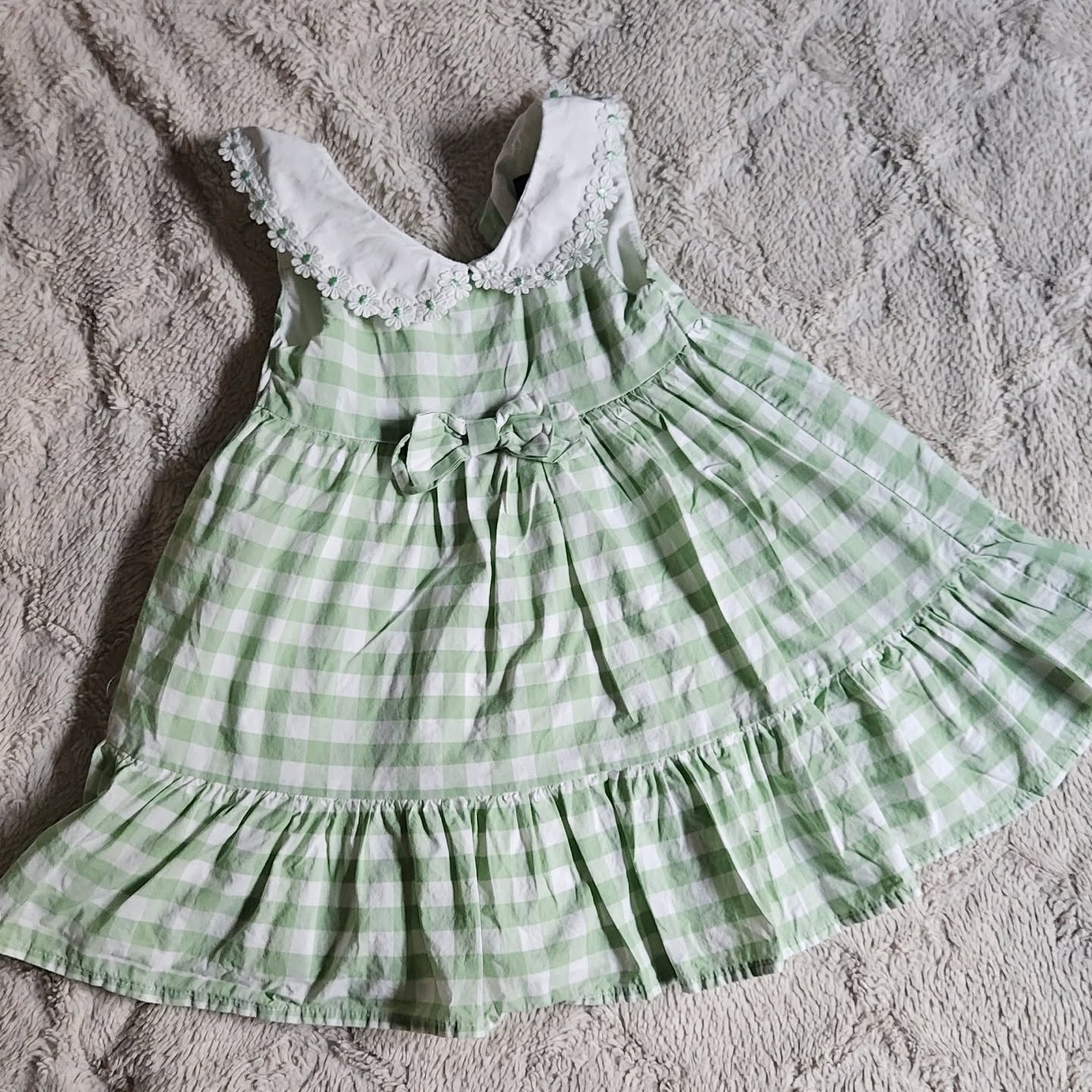 Cynthia Rowley | Girl's Green Gingham with Daisy Collar Dress (2T)