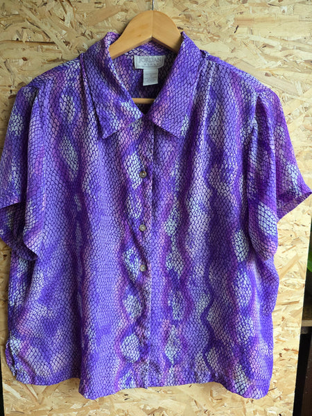 Vintage - Jordan Woman | Purple Snakeskin Button Up Blouse (18W)