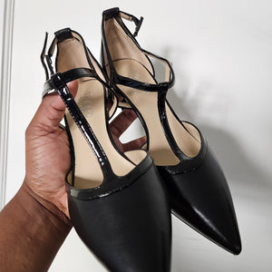 Franco Sarto | Jaya Black T-Strap Heels (7)
