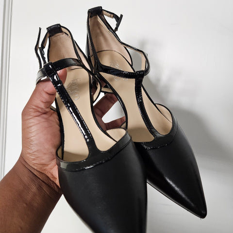 Franco Sarto | Jaya Black T-Strap Heels (7)