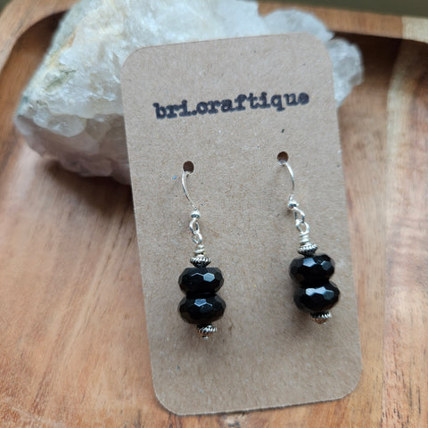 Faceted Onyx Drop Earrings